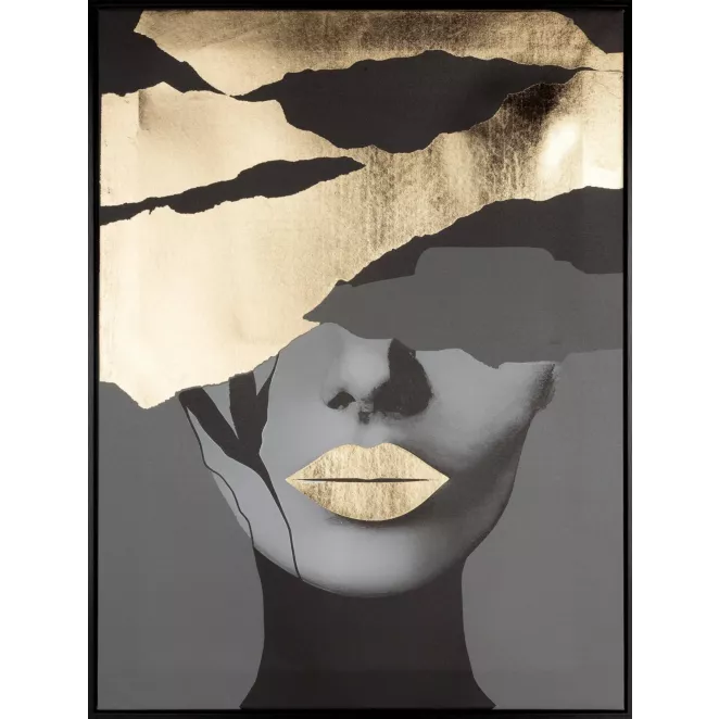 Obraz postaci czarno, złoty nadruk na płótnie oprawiony w czarną ramkę 60x80 cm  Eurofirany