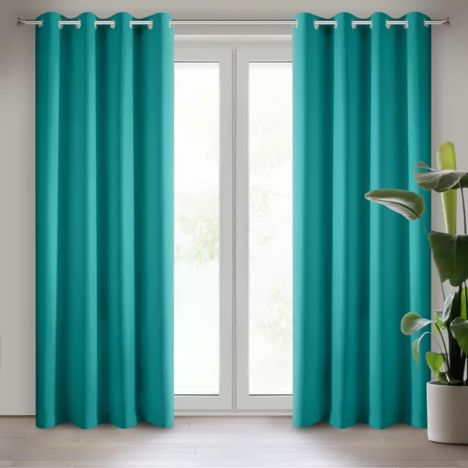 Zasłona turkusowa z matowej gładkiej tkaniny 140x250 cm przelotka RITA Eurofirany