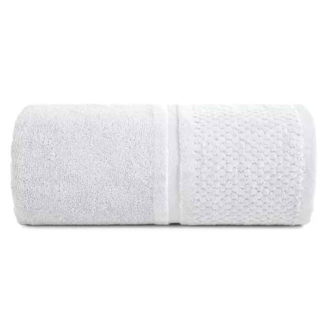 Ręcznik do rąk 30x50 cm bawełniany kolor srebrny z efektowną bordiurą 550 g/m2 IBIZA Eurofirany