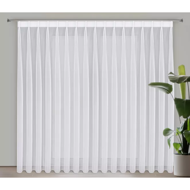 Firana biała z gładkiego mlecznego woalu wykończona szwem obciążającym VIOLET 250x240 cm flex 1:2 Eurofirany