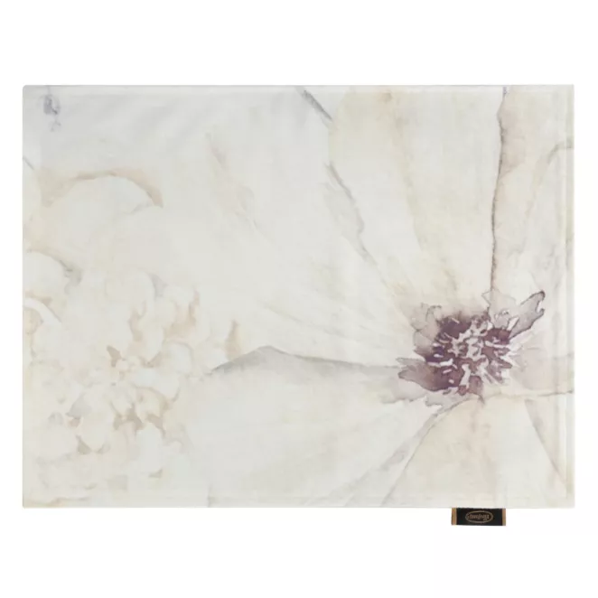 Komplet podkładek 4 szt 30x40 cm kremowo, beżowy dwustronnych, welwetowych VELVET 6 zdobionych kwiatami