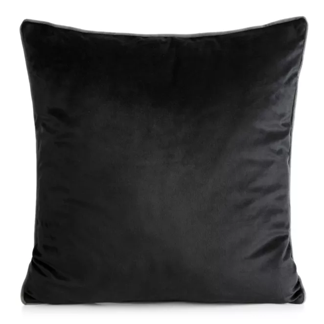 Poszewka na poduszkę 60x60 cm welwetowa o delikatnym połysku z ozdobną lamówką czarna GAJA 2 Eurofirany