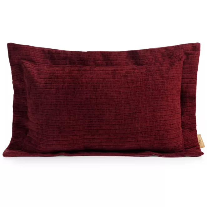 Poszewka na poduszkę  40x60 cmz szenilowej tkaniny bordowa o widocznym ozdobnym splocie Eva Minge Elegan Eurofirany