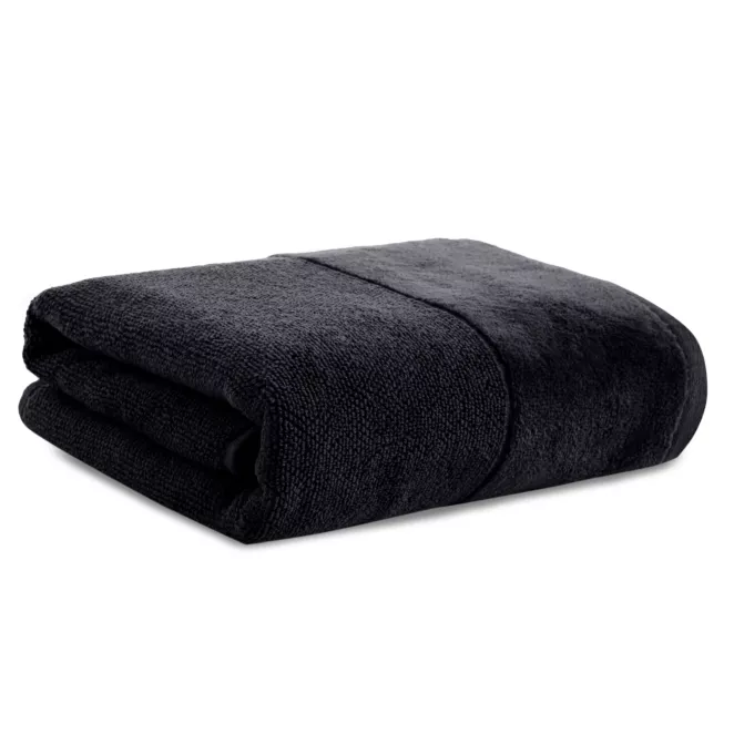 Ręcznik kąpielowy FERO z welwetową bordiurą czarny 70x140 cm Eurofirany