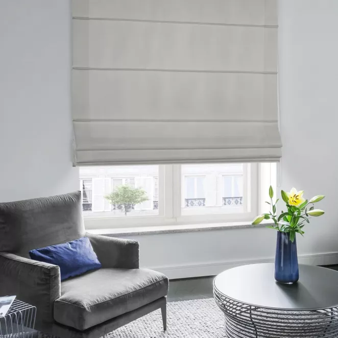 Roleta rzymska AMAYA szara z jednokolorowej gładkiej tkaniny