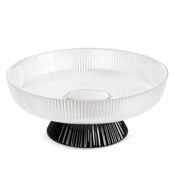 Misa szklana biało, czarna o ozdobnym tłoczonym wzorze 30x12 cm DAISY Eurofirany