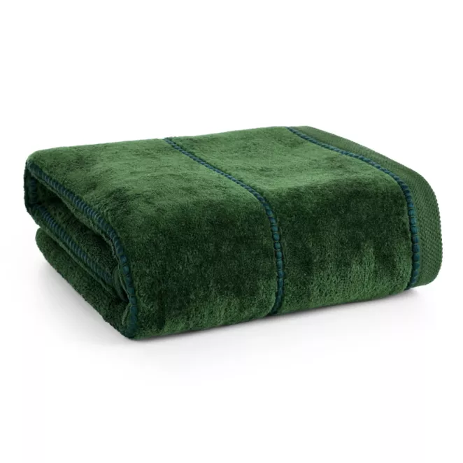 Ręcznik kąpielowy 70x140 cm bawełniany kolor zielony z welwetową bordiurą 500 g/m2 JESSI Eurofirany