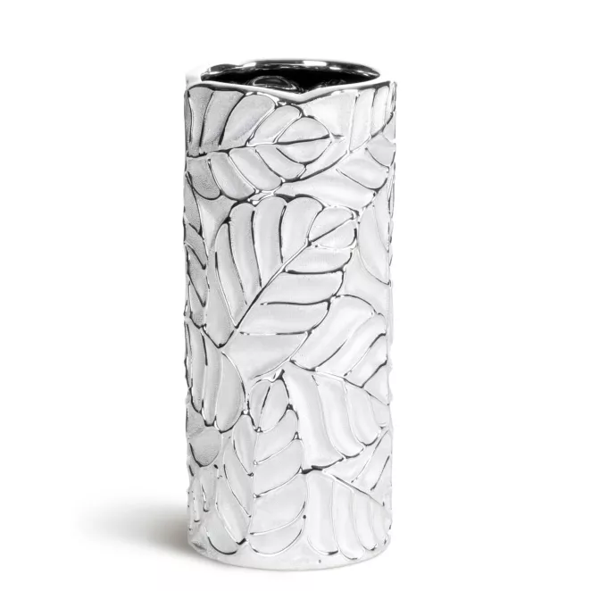 Wazon ceramiczny MIRIAM z tłoczonym wzorem liści Eurofirany