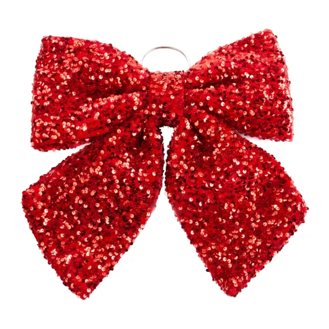 Świąteczna ozdoba w kształcie kokardy z błyszczącej tkaniny z lśniącymi cekinami Eurofirany