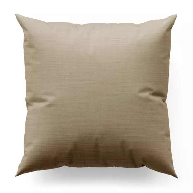 Poszewka szyta ciemnobeżowa z miękkiej tkaniny o naturalnym splocie w stylu ekologicznym