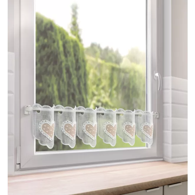 Tkanina firanowa zazdrostka zdobiona haftowaną aplikacją Eurofirany