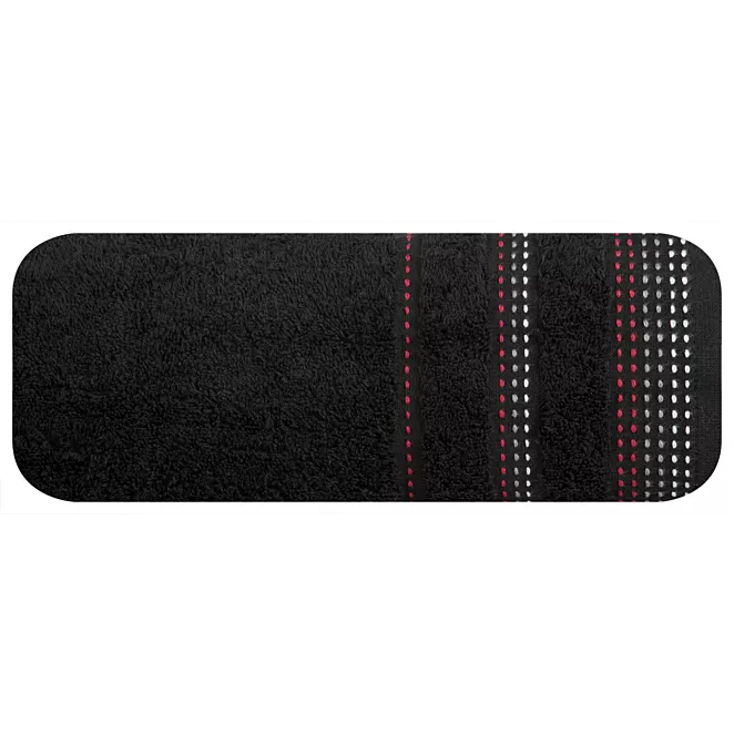 Ręcznik kąpielowy 50x90 cm bawełniany kolor czarny z ozdobnym stębnowaniem 500 g/m2 POLA Eurofirany