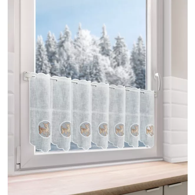 Tkanina firanowa zazdrostka z świątecznym haftem Eurofirany