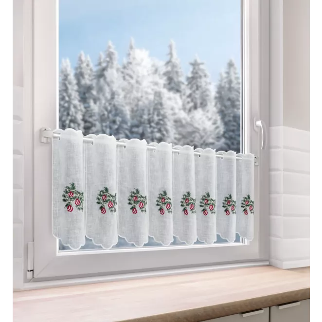 Tkanina firanowa zazdrostka z świątecznym haftem Eurofirany