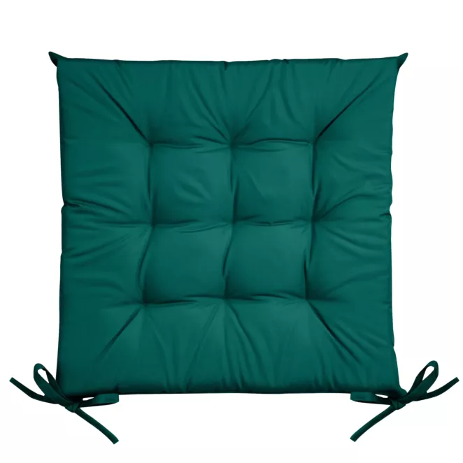 Poduszka na krzesło 40 x 40 x 5 cm wodoodporna ciemnozielona z pikowaniem GARDEN Eurofirany