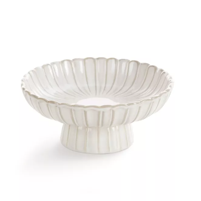 Misa ceramiczna na stopce AVRIL w stylu eko z przecieranym wzorem Eurofirany