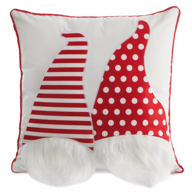 Poszewka na poduszkę świąteczna 45x45 cm biało, czerwona z uroczą aplikacją skrzatów Eurofirany