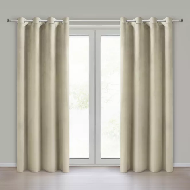 Komplet 2 szt. zasłon kremowych z welwetowej tkaniny 140x250 cm przelotki - DARLA Eurofirany