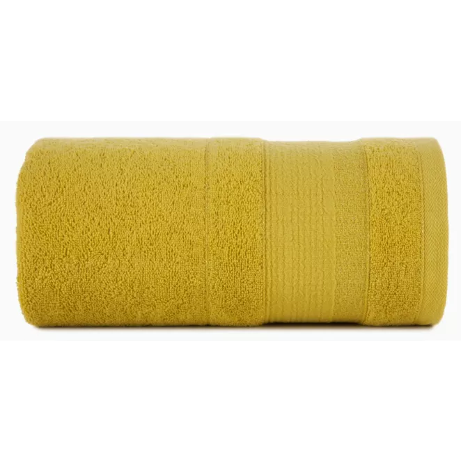 Ręcznik do rąk 30x50 cm bawełniany kolor musztardowy w pasy przetykany błyszczącą nicią 500 g/m2 APRIL Eurofirany