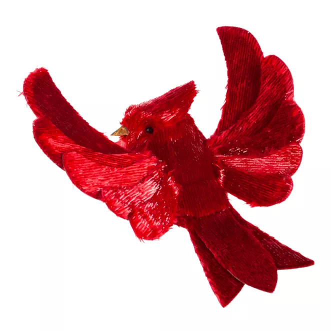 Dekoracyjna ozdoba PTAK z tkaniny welwetowej Eurofirany