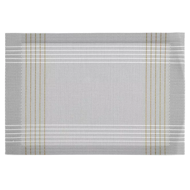 Podkładka na stół biało, złota 30x45 cm KARA zdobiona w subtelna kratkę Eurofirany
