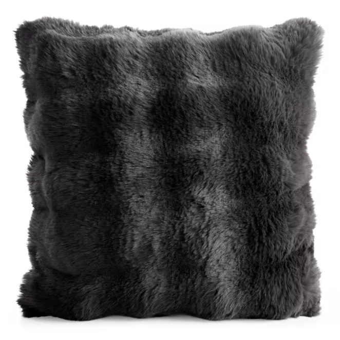 Poszewka na poduszkę 45x45 cm z futerka kolor stalowy zdobiona efektem 3D LILY Eurofirany