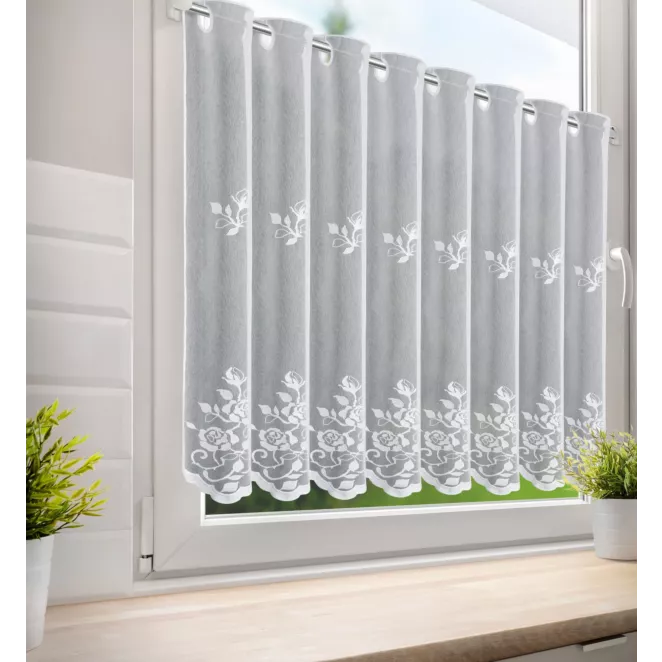 Tkanina firanowa zazdrostka zdobiona haftem roślinnym Eurofirany