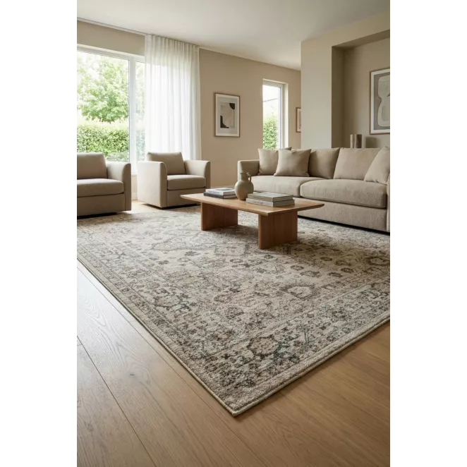 Dywan 60x100 cm beżowo, kremowy z wzorem orientalno - vintage HAWAI1 Eurofirany