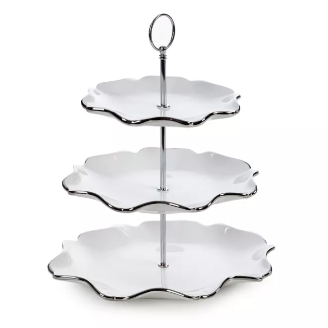 Trzypiętrowa patera dekoracyjna z glinki ceramicznej AUREN Eurofirany