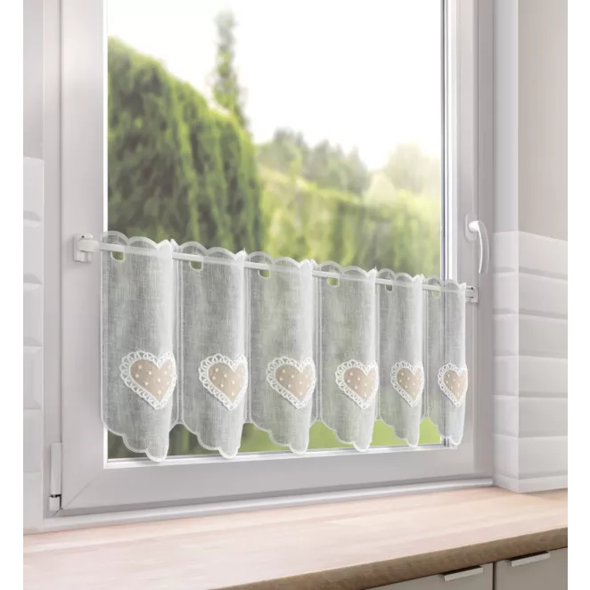 Tkanina firanowa zazdrostka zdobiona haftowaną aplikacją Eurofirany