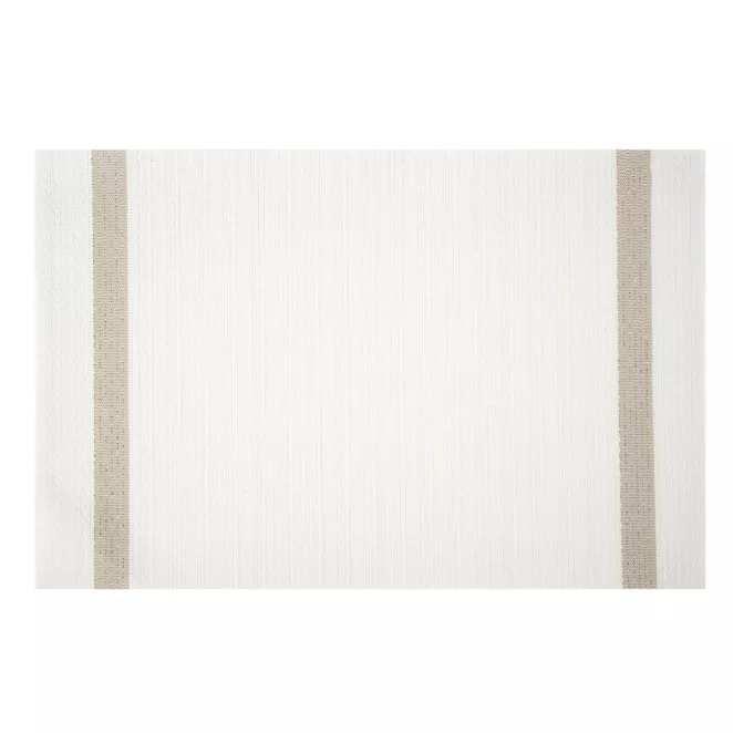 Podkładka na stół biało, beżowa 30x45 cm RUBY zdobiona pasami pleciona Eurofirany