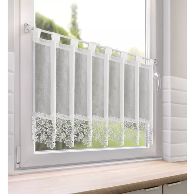 Zazdrostka biała  zdobiona subtelną aplikacją 70x150 cm szelki  - ARTEMIDA Eurofirany