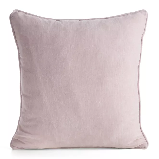 Poszewka na poduszkę 45x45 cm szenilowa jasnoróżowa z ozdobną lamówką - VANI Eurofirany