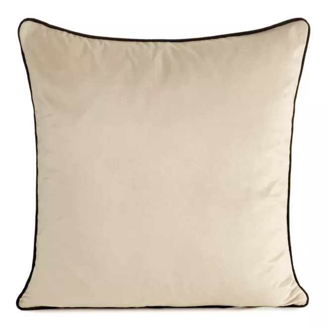Poszewka na poduszkę 60x60 cm welwetowa o delikatnym połysku z ozdobną lamówką beżowa GAJA 2 Eurofirany