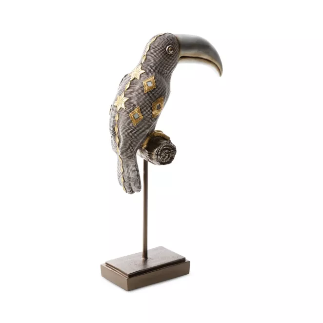 Figurka dekoracyjna KALI srebrna tukan w nowoczesnym stylu Eurofirany