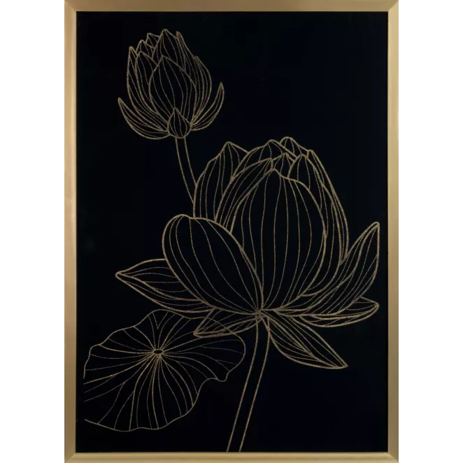 Obraz czarny LOTOS 7 drukowany z motywem botanicznym Limited Collection Eurofirany
