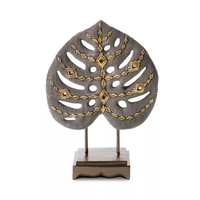 Figurka dekoracyjna KALI srebrna liść bananowy w nowoczesnym stylu Eurofirany