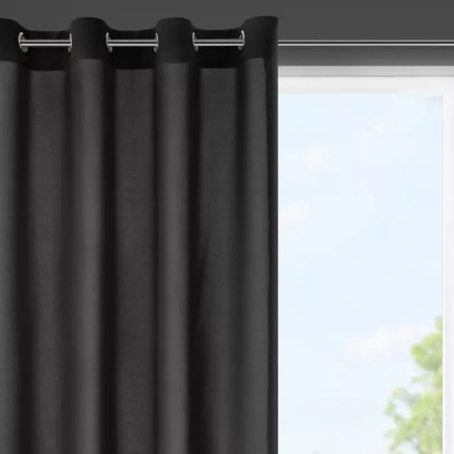 Zasłona czarna z matowej gładkiej tkaniny 140x175 cm przelotka RITA Eurofirany