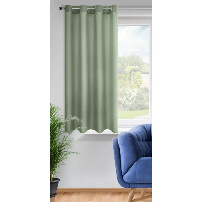 Zasłona oliwkowa z matowej gładkiej tkaniny 140x175 cm przelotka - RITA Eurofirany