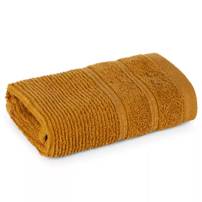 Ręcznik do rąk 30x50 cm bawełniany kolor musztardowy w błyszczące paseczki AMIRA Eurofirany
