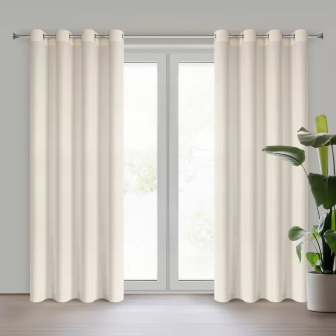 Zasłona kremowej z matowej tkaniny z widocznym naturalnym splotem 140x250 cm przelotka - ADELINA Eurofirany