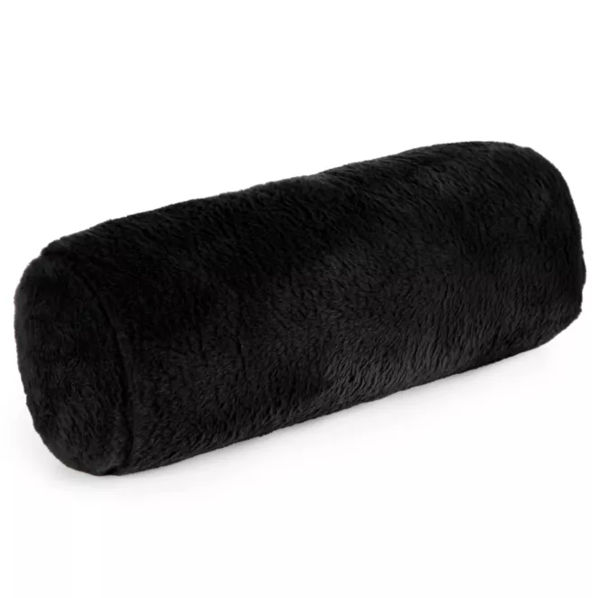 Poduszka wałek 15x45 cm czarna z miękkiej futrzanej tkaniny  NINA Eurofirany
