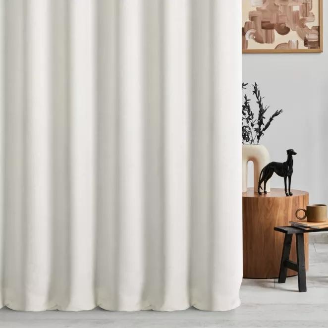 Zasłona szyta na taśmie fala naturalna z tkaniny o szenilowej strukturze