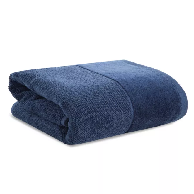 Ręcznik kąpielowy FERO z welwetową bordiurą granatowy 70x140 cm Eurofirany