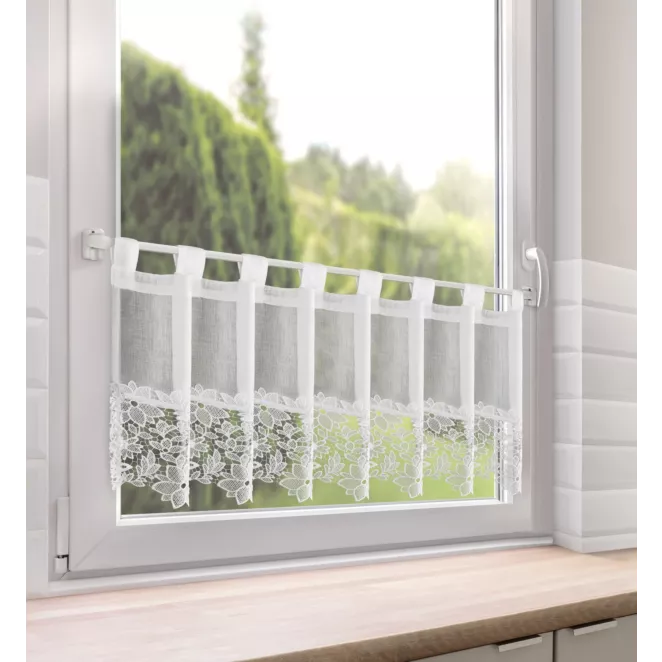 Zazdrostka biała  zdobiona subtelną aplikacją 40x150 cm szelki  - ARTEMIDA Eurofirany