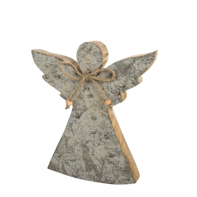 ANIOŁEK drewniana figurka świąteczna drewniana z błyszczącymi akcentami Eurofirany