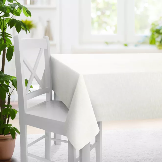 Obrus szyty naturalny z tkaniny typu eko z widocznym splotem