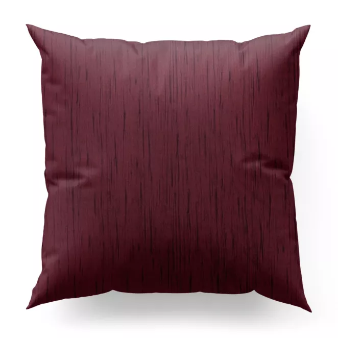 Poszewka szyta bordowa z tkaniny welwetowej w pionowe prążki, wykończona obciążnikiem