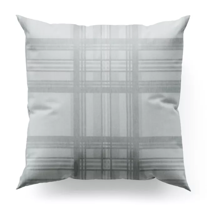 Poszewka szyta kremowo srebrna dwustronna, z wzorem w kratę