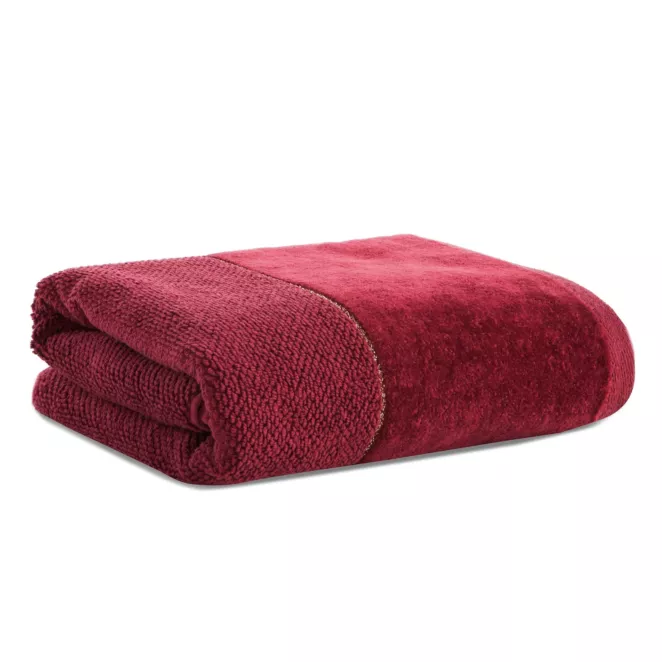 Ręcznik do rąk 30x50 cm bawełniany kolor bordowy z welwetową bordiurą 550 g/m2 ARIA Eurofirany